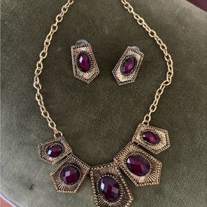 Vintage gold and purple jewelry set